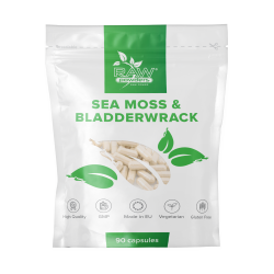 Raw Powders Sea Moss & Bladderwrack 90 caps. (puslėtąsis guveinis su vaistiniu drebuluočiu) 
